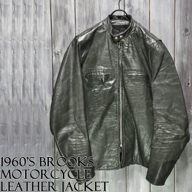 【ajito】Happyend ハッピーエンド 1960's Brooks MotorCycle LeatherJacket sz40 ビンテージ ブルックス シングル ライダース ジャケット ヴィンテージ　ミリタリー ブルゾン 本革 古着