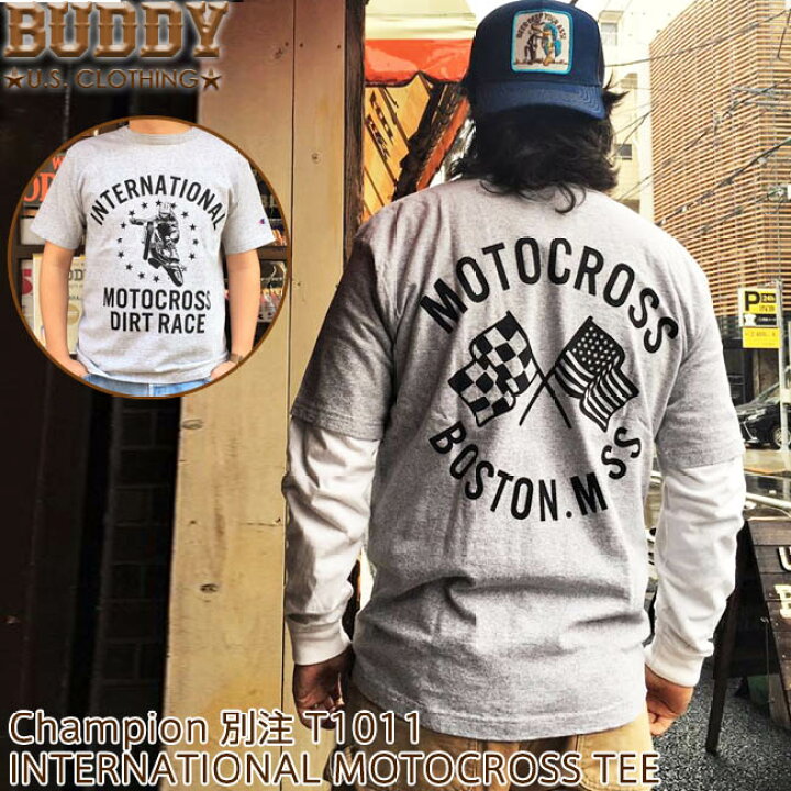 楽天市場】BUDDY × Champion INTERNATIONAL MOTOCROSS Tシャツ T1011 