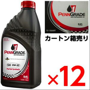PENN GRADE1 SAE 10W-30 Partial Synthetic Racing Oil(�y���O���[�h1 4�֗p�G���W���I�C��)1�J�[�g��12�{����