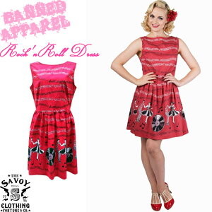 SAVOY CLOTHING BANNED APPAREL Rock'n'Roll Dress �o�[���h�A�p���� ���R�[�h �v�����g ���b�N�����[�� �h���X �����s�[�X ���� �� ���b�h �T���H�C�N���[�W���O �����s ���J�r���[ �t�@�b�V���� ���g�� 50