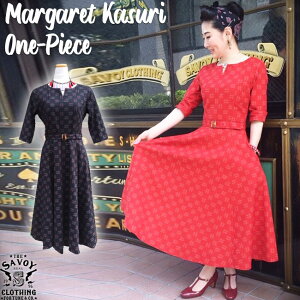 SAVOY CLOTHING Margaret Kasuri One-Piece �}�[�K���b�g �J�X�� �����O �����s�[�X V�J�b�g ������ �x���g�t�� �h���X �T���H�C�N���[�W���O �u���b�N ���b�h ���J�r���[ �t�@�b�V���� �� �� �R �T�{�C�N