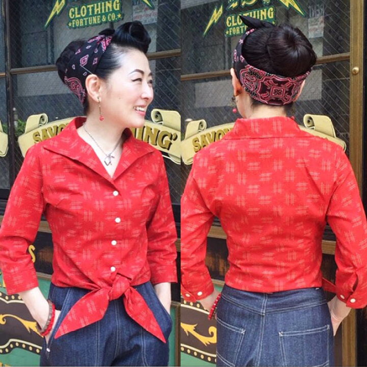 楽天市場】SAVOY CLOTHING 2Tone Stich Kasuri Hemknot Blouse 2トーン 