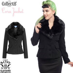 SAVOY CLOTHING COLLECTIF Cora Jacket �R���N�e�B�t �t�@�[ �E�[���u�����h �W���P�b�g �u���b�N �� �H�~ �T���H�C�N���[�W���O ���J�r���[ �t�@�b�V���� ���f�B�[�X 50's �T�{�C�N���[�W���O �ߑ� 50�N