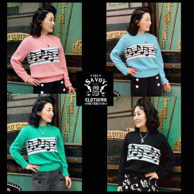 SAVOY CLOTHING Musical Note (Ladies) Wool Knit Sweater 2024 サボイクロージング ミュージカル ノート 柄 ウール ニット レディース 音符 トップス SVY-KN051