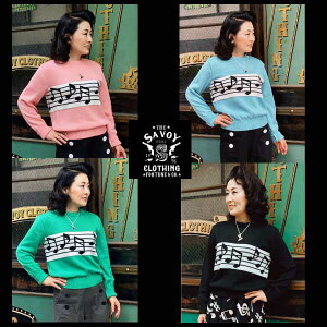 SAVOY CLOTHING Musical Note (Ladies) Wool Knit Sweater 2024 �T�{�C�N���[�W���O �~���[�W�J�� �m�[�g �� �E�[�� �j�b�g ���f�B�[�X ���� �g�b�v�X SVY-KN051
