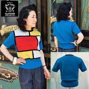 SAVOY CLOTHING Mondrian Composition Summer Knit (Ladies Free) �T���H�C�N���[�W���O �T�}�[�j�b�g ���J�r���[ �t�@�b�V���� ���B���e�[�W �����h���A�� �R���|�W�V���� �p�^�[��