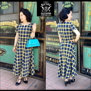 SAVOY CLOTHING �T���H�C�N���[�W���O Royal Tartan Doreen One-Piece(Blue x Yellow Tartan) �r���e�[�W ���g�� �^�[�^���`�F�b�N �@�b�V���� ���h �����s ����