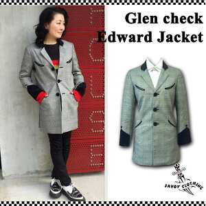 SAVOY CLOTHING Ladies Edward Jacket ���f�B�[�X �G�h���[�h �W���P�b�g �O�����`�F�b�N �A�E�^�[ ���J�r���[ �t�@�b�V���� �ߑ� ���C�u �T�{�C�N���[�W���O ���h Rockabilly PUNK TEDDY