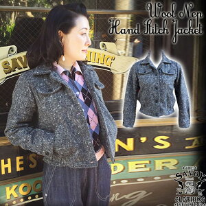 SAVOY CLOTHING Ladies Wool Nep Hand Stitch Jacket �T���H�C�N���[�W���O �E�[�� �l�b�v �n���h�X�e�b�` �W���P�b�g �V���[�g �R�[�g �A�E�^�[ ���J�r���[ �t�@�b�V���� �T�{�C�N���[�W���O �~ �u���b�N 