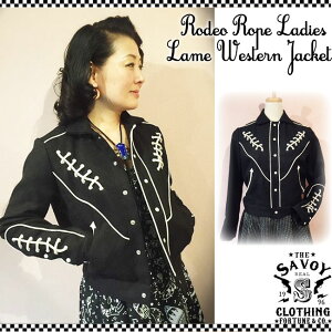 SAVOY CLOTHING Rodeo Rope Ladies Lame Western Jacket ���f�I ���[�v ���f�B�[�X ���� �E�G�X�^�� �W���P�b�g �T���H�C�N���[�W���O �u���]�� �A�E�^�[ 50's ���J�r���[ �t�@�b�V���� �ߑ� �T�{�C�N���[�W��
