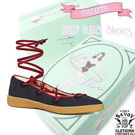 SAVOY CLOTHING COLLECTIF MELLY FLATS Shoes コレクティフ レースアップ フラット パンプス キャンバス ネイビー マリン サヴォイクロージング 靴 ロカビリー ファッション ビンテージ レトロ 50's サボイクロージング リボン バレエシューズ ベージュ ラバーソウル