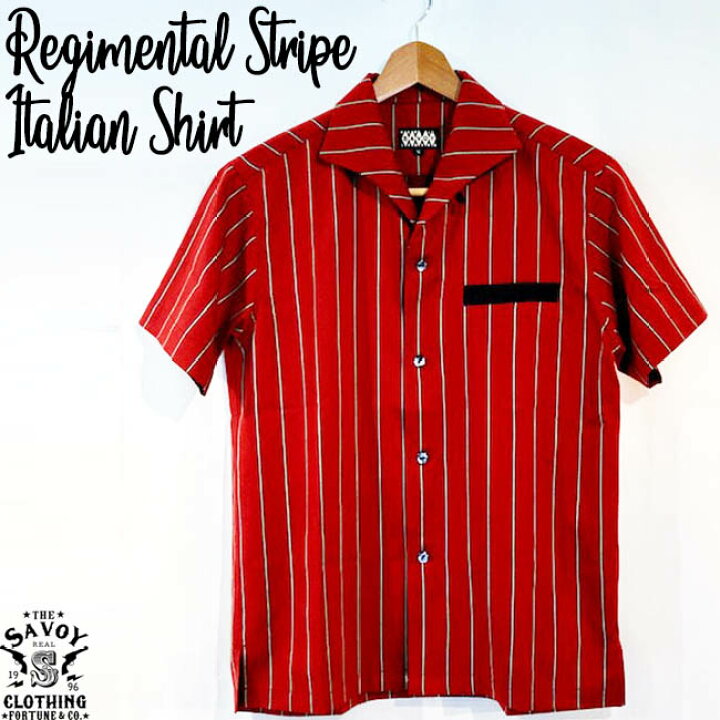 楽天市場 Savoy Clothing Regimental Stripe S S Italian Shirts レジメンタル ストライプ イタリアン シャツ オープン シャツ 半袖 サヴォイクロージング 50 S ロカビリー ファッション Rockabilly 衣装 ストライプ サボイクロージング 原宿 50年代 メンズ レッド Xl