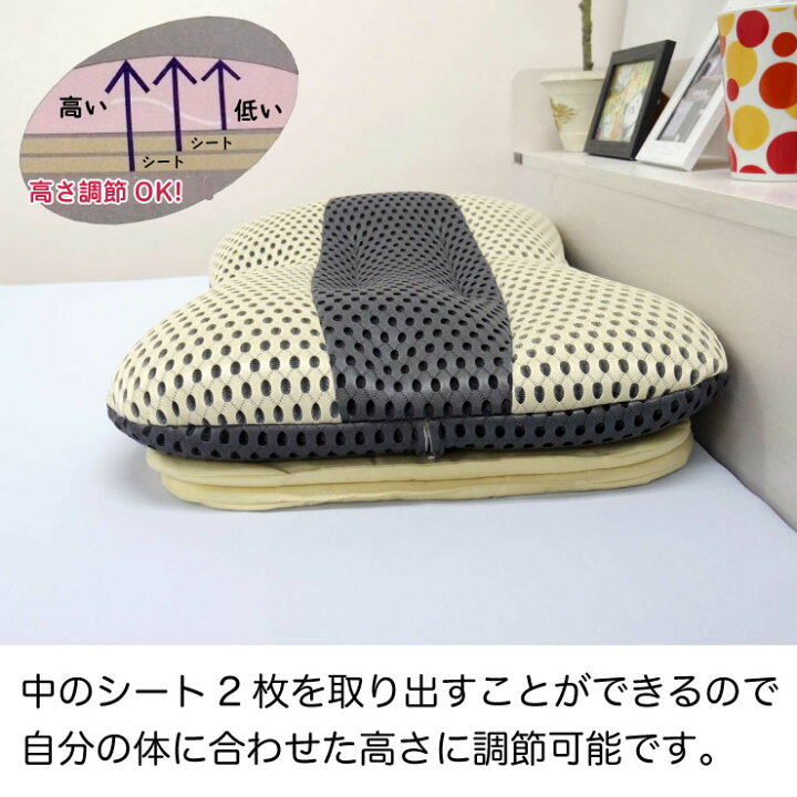 楽天市場】快眠ピロー 頸椎安定型まくら 約40×60cm メッシュ 丸洗い 