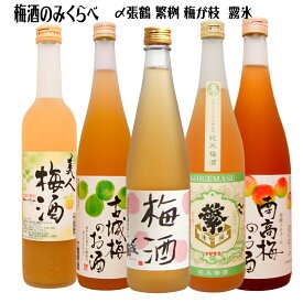 梅酒 のみくらべ5種500・720ml　〆張鶴梅酒・繁桝純米梅酒・古城梅のお酒・南高梅のお酒・すりおろし美人梅酒　5本セット　10セット限定