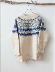 【セール20％】 Harley of scotland ハーレーオブスコットランド セーター ノルディック柄 長袖 レディース ニット プルオーバー シェットランドウール ナチュラル 秋 冬