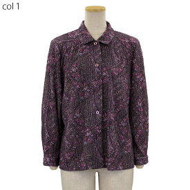 フクレ プリント ワンタッチ ブラウス マジックテープ ニット 日本製 春秋 レディース シニア 70代 80代 90代 服 高齢者 女性 普段着 部屋着 お年寄り おしゃれ着 外出着 婦人 敬老の日 母の日 シニアファッション