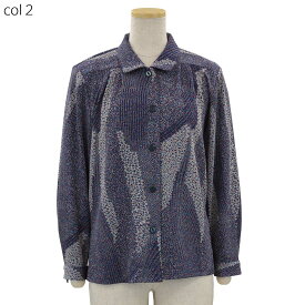 ストレッチ ワンタッチ ブラウス マジックテープ ちりめん ニット 日本製 春秋 レディース シニア 70代 80代 90代 服 高齢者 女性 普段着 部屋着 お年寄り おしゃれ着 外出着 婦人 敬老の日 母の日 シニアファッション