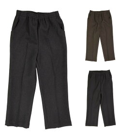 ウエストゴム サーモソーラー ヘリンボン パンツ 日本製●婦人 シニアファッション 70代 80代 90代 秋冬 あったか レディース シニア ズボン ゴム