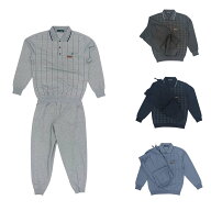 通年 快適 スウェットスーツ ポロ ブルゾン ダンボール パンツ 上下セット 衿付き 紳士 シニアファッショ…