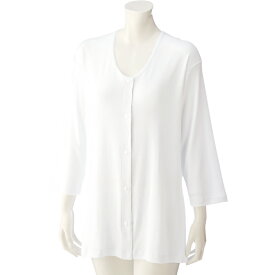 婦人 介護 シニア 高齢者 前開き 肌着 7分袖大寸ホックシャツ（ホワイト） 取寄せ 介護用肌着 入院 介護下着 レディース