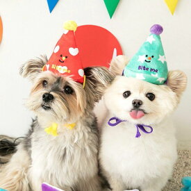 即納【BITE ME】Party Series happy party hat dog toy（3 peace） 韓国 ブランド かわいい おしゃれ プレゼント 小型犬 おもちゃ ノーズワーク 犬用品 NEW 犬 知育 知育玩具 ペット用品