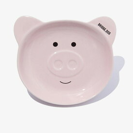 ※予約販売【BRIDGE.DOG】BRIDGE PIGGY DISH（PINK FACE）艶あり 韓国 ブランド かわいい おしゃれ プレゼント 小型犬 マット フードボウル 給水器 NEW 餌 皿 食器 犬 猫 雨