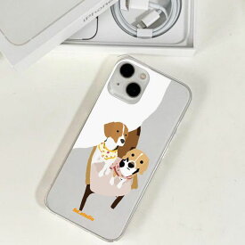 ※予約販売　2匹【fet.studio × URBAN DOG TOKYO】postcard clear Iphone case（2匹） 韓国 ブランド かわいい おしゃれ プレゼント 小型犬 おもちゃ うちの子グッズ うちの子 アイフォンケース スマホケース NEW 犬 猫