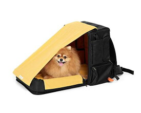 ※予約販売【INSIDE DOG & CAT】Travel Bag Cushion Backpack（イエロー×ブラック） 韓国 ブランド かわいい おしゃれ プレゼント 小型犬 バッグ リュック マット タオル くつ NEW 丈夫 クッション 犬 雨