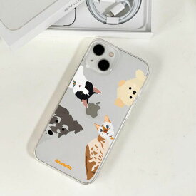 ※予約販売　4匹【fet.studio × URBAN DOG TOKYO】 Clear rascal Iphone case（4匹） 韓国 ブランド かわいい おしゃれ プレゼント 小型犬 おもちゃ うちの子グッズ うちの子 アイフォンケース スマホケース NEW 犬 猫