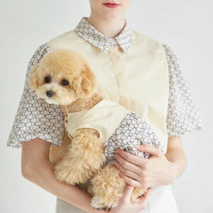 即納【MOI ET LE CHIEN】オーナー様用 モダンバルーンシャツブラウス(クリーム) 韓国 ブランド かわいい おしゃれ プレゼント 小型犬 リンクコーデ ワンピース NEW 春 夏 秋 犬