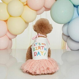 ※予約販売【LOVEMORE】IT'S MY BIRTH DAY ONE PIECE（ピンク） 韓国 ブランド かわいい おしゃれ プレゼント 小型犬 ワンピース ドレス NEW 犬