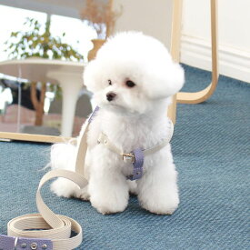 ※予約販売【maison de miu】 Running Mate Harness（White / Violet） 韓国 ブランド かわいい おしゃれ プレゼント 小型犬 ハーネス うちの子グッズ うちの子 タオル 散歩グッズ NEW 犬