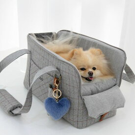 ※予約販売【WandookongMom】LIMO PLAID BAG（グレー） 韓国 ブランド かわいい おしゃれ プレゼント 小型犬 バッグ キャリーバッグ おもちゃ うちの子グッズ うちの子 お揃い NEW 秋 冬 お出かけ