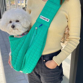 即納【iCANDOR】Dumpling Bag（Lettuce Green） 韓国 ブランド かわいい おしゃれ プレゼント 小型犬 バッグ スリング スリングバッグ 首輪 ハーネス ネームタグ NEW 中型犬 お出かけ 軽量