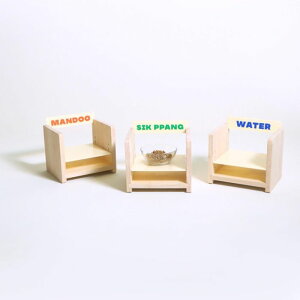 ※予約販売【Amob】Puppy Naming Tableware Wood Table(小型犬・猫用) 韓国 犬用品 ドッググッズ フードウェア 犬お皿 フードボウル 餌皿 水飲み 給水器 餌