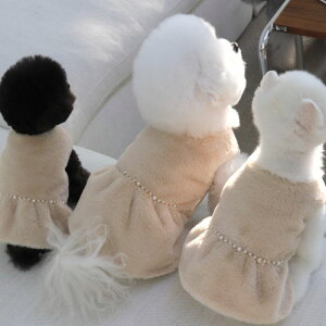 ※予約販売【Hi Yeboo】Pearl Dress(アンティークホワイト) 韓国 ブランド かわいい おしゃれ プレゼント 小型犬 ワンピース ドレス NEW 秋 冬