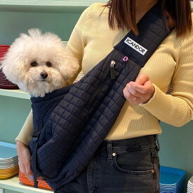 ※予約販売【iCANDOR】Dumpling Bag（Midnight Navy） 韓国 ブランド かわいい おしゃれ プレゼント 小型犬 バッグ スリング スリングバッグ 首輪 ハーネス ネームタグ NEW 中型犬 お出かけ 軽量