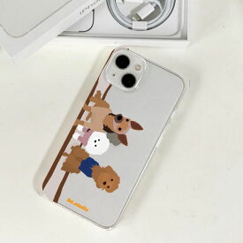 ※予約販売　3匹【fet.studio × URBAN DOG TOKYO】postcard clear Iphone case（3匹） 韓国 ブランド かわいい おしゃれ プレゼント 小型犬 おもちゃ うちの子グッズ うちの子 アイフォンケース スマホケース NEW 犬 猫
