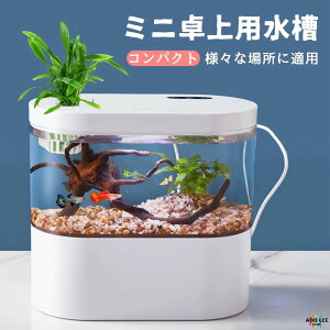 LEDライトフィルターポンプ付き水槽セットアクアリウム コードレス 水族館 オーナメント 自由研究 LED照明 水槽 セット卓上 玄関 リビング LEDランプ 水槽セット おしゃれ かわいい オブジェ