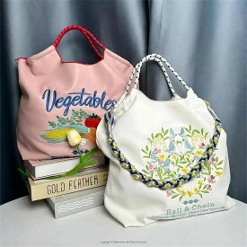 エコバッグ 刺繍 ショッピングバッグ 新到着 レディース バッグ 大容量 収納 オシャレ 【ショルダーストラップ付き】 レザーバッグ 折畳み可能 繰り返し使用 買い物袋 軽量 収納 トートバッグ 12色選択