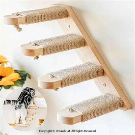 猫 ステップ 木製 4段 キャットウォーク キャットステップ 階段 壁 取付 猫用階段 DIY 壁付け 猫家具 室内用 猫棚 遊び場 キャット階段 爪とぎ 滑り止め ネコ おしゃれ 運動不足 ペット用品 シンプル 取り付け簡単 便利 プレゼント ギフト 贈り物