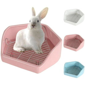 小動物用 陶器トイレ 飼育ケージ内装 チンチラ用陶器トワレ かわいい 三角 うさぎトイレ 消臭 うさぎ用 噛み防止 金網スノコ付き うさぎのトイレ チンチラ用ト小動物用 トイレトレーニングに最適