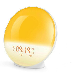 スマート 目覚まし時計 光 16段階音量 20段階調光 FMラジオ スヌーズ 自然音7種 アラーム 複数設定 光で起きる デジタル ベッドサイド 授乳 読書 めざまし時計 大音量 ウェイクアップライ