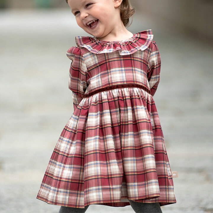 楽天市場】女の子 キッズ ワンピース 子ども服 長袖 チェック 柄  