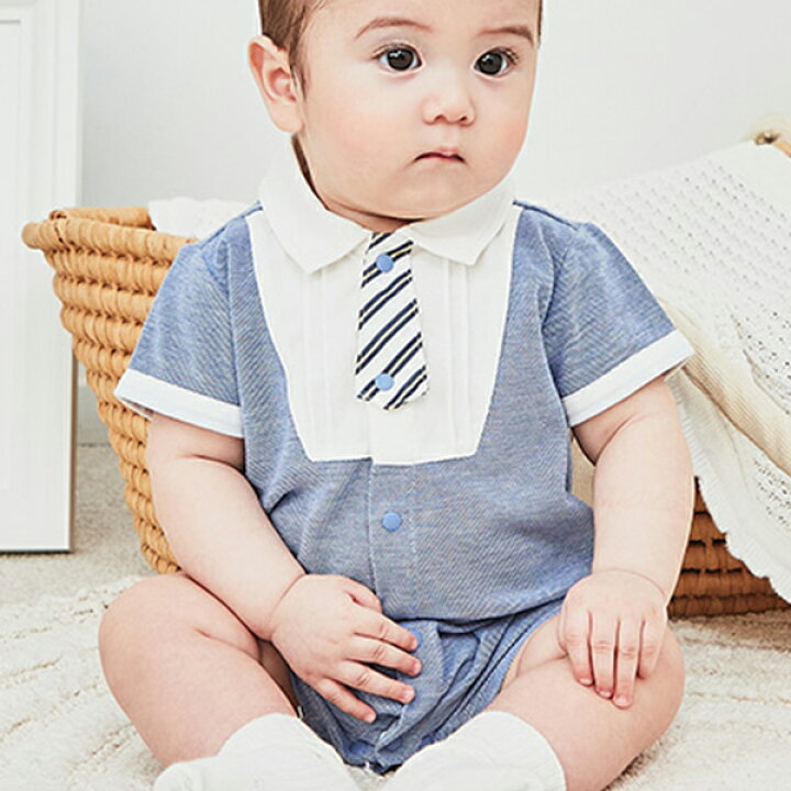 楽天市場】男の子 ベビー服 フォーマル ロンパース ショートオール 
