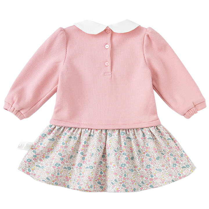 子供服 ワンピース ドッキング 長袖 女の子 ピンク 丸襟 襟付き ウサギ リバティ 花柄 カジュアル 普段着 学校 お出かけ お食事会 秋 春 冬 70 80 90 100 110 120 130cm db18559 davebella デイブ ベラ アーバン ラブ&ピース&マネー LovePeaceMoney ブルマ・ダイパーカバー 70 女の子 ピンク、花柄 子供服 ベビー服 キッズ アウトレット ユーズド キッズ・ベビー・マタニティ