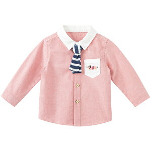 男の子 トップス コットン 襟付き シャツ 長袖 ネクタイ付き 上品 カジュアル アニマル柄 学校 秋 春 冬 70 80 90 100 110 120 130140 cm db18566 dave&bella デイブ ベラ