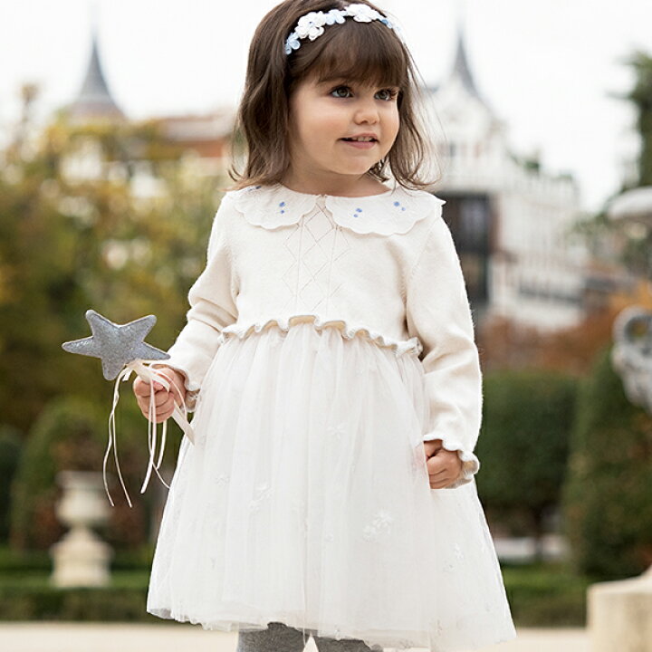 楽天市場】女の子 キッズ ワンピース ドレス 長袖 ホワイト 白  