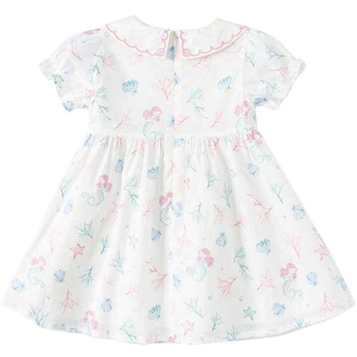 楽天市場 女の子 ワンピース キッズ 子供服 半袖 ホワイト 襟付き 貝殻 シェル マーメイド お出かけ 食事会 通学 通園 保育園 幼稚園 春 夏 秋 70 80 90 100 110 1 130 Cm Db Dave Bella デイブベラ デイブ