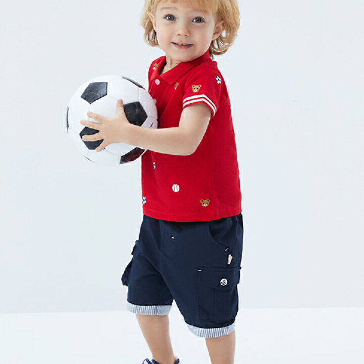 楽天市場 子供服 ポロシャツ 鹿の子 半袖 トップス 男の子 女の子 定番 幼稚園 保育園 サッカー くま スター 柄 ボーイッシュ 春 夏 70 80 90 100 110 1 130 Cm Db Dave Bella デイブ ベラ アーバン ミニ スタイル